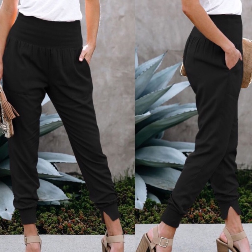 Casual basic black jogger pant